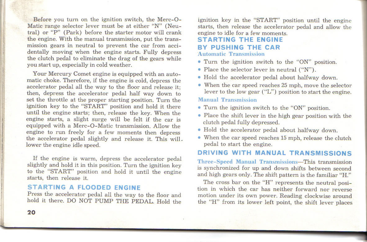 1963 Mercury Comet Owners Manual Page 55